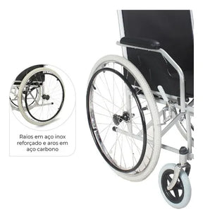 Cadeira De Rodas Dobrável Compacta em Aço Carbono até 120 Kg D100 Dellamed