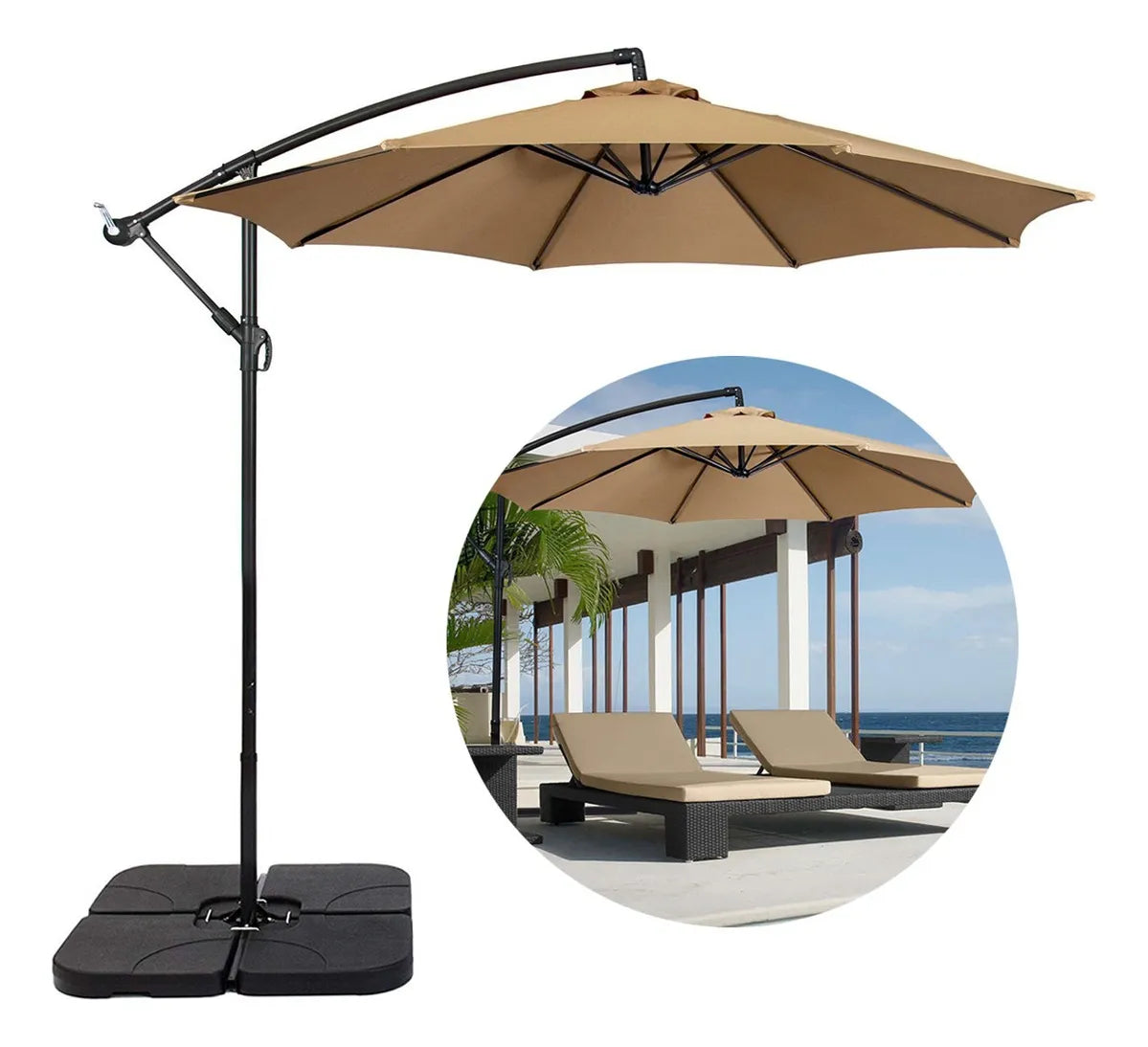 Ombrelone Guarda Sol Praia Jardim Lateral 3 Metros Com Base