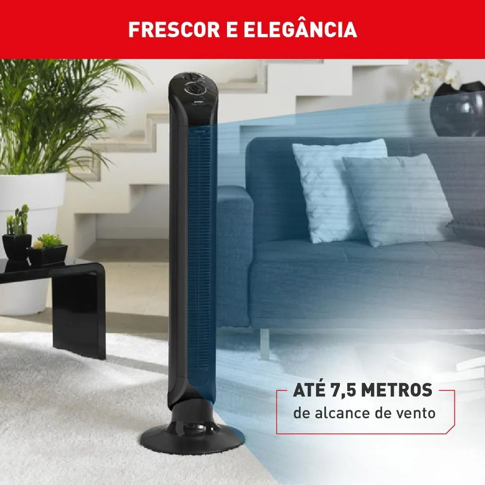 Ventilador De Torre Arno Com 03 Velocidades Preto Neole Cor das pás -