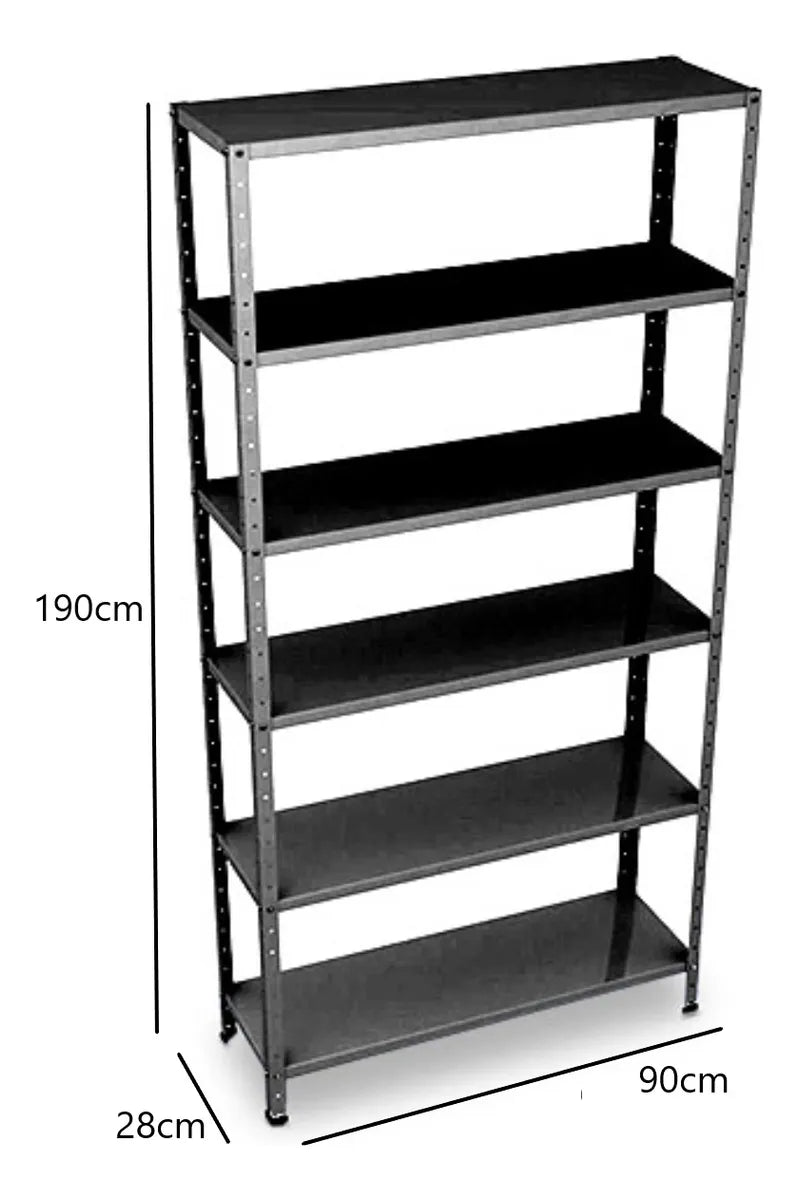 Estante Armário Prateleira de Aço 6 Bandeja Organizador Multiuso preta suporta 150kg 198cm x 90cm x 28cm