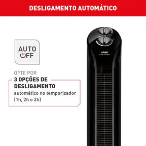 Ventilador De Torre Arno Com 03 Velocidades Preto Neole Cor das pás -