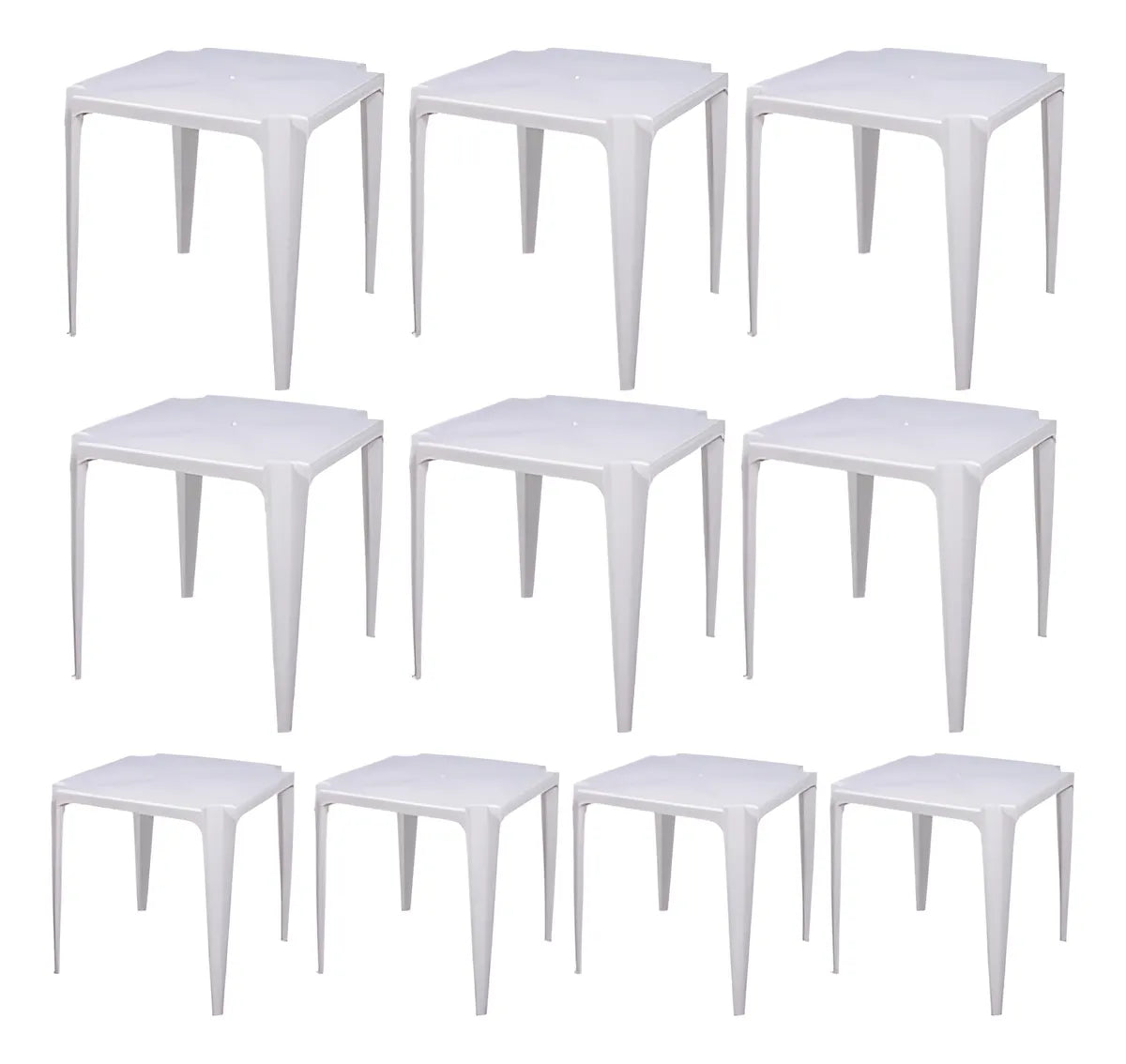 Kit Com 10 Mesa De Plástico Bela Vista - Branca - Mor Cor Branco