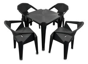 Kit Mesa Monoboco Com 4 Cadeiras Poltrona Diamond 182kg Cor Preto