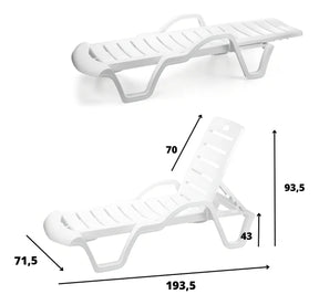Espreguiçadeira Plástica Bahamas Branca Piscina E Praia Cor Branco