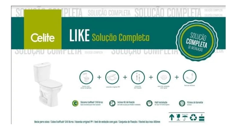 Vaso Sanitário com Caixa Acoplada 3/6l e Assento Like Branco Celite