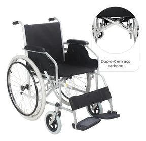 Cadeira De Rodas Dobrável Compacta em Aço Carbono até 120 Kg D100 Dellamed