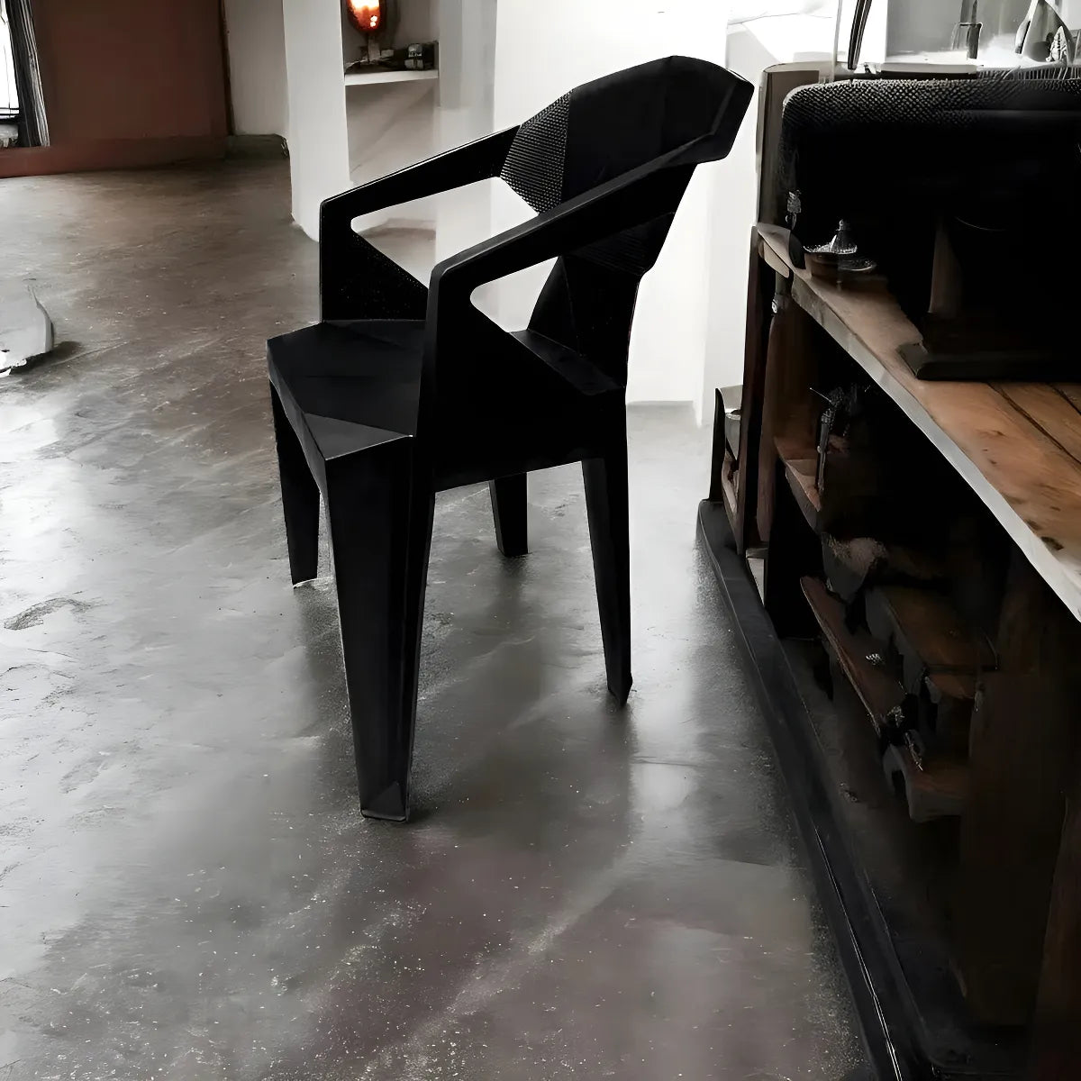 Kit Mesa Monoboco Com 4 Cadeiras Poltrona Diamond 182kg Cor Preto