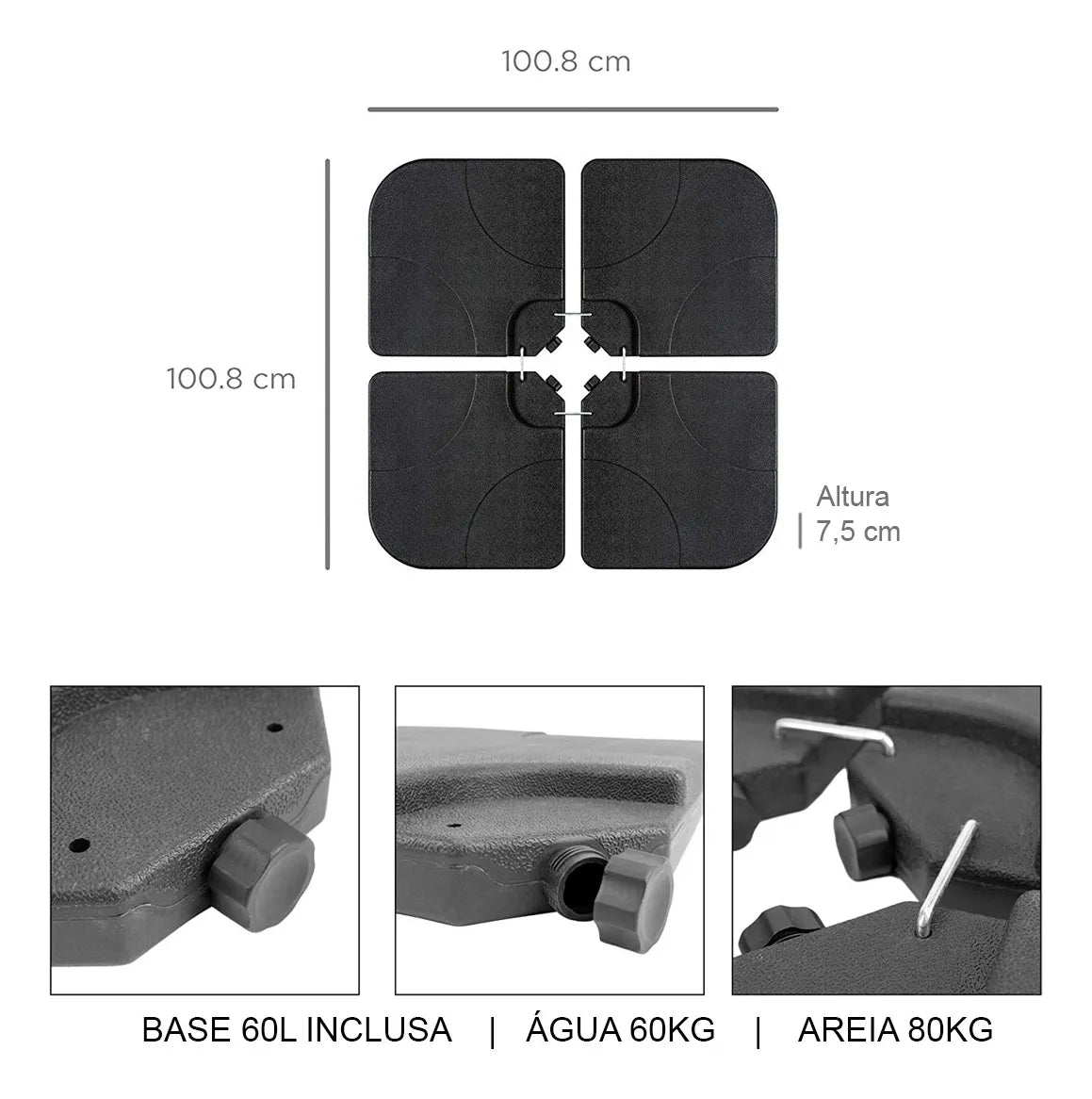 Ombrelone Guarda Sol Praia Jardim Lateral 3 Metros Com Base
