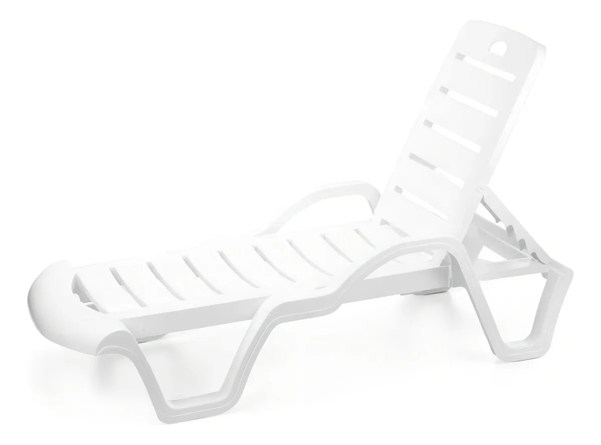 Espreguiçadeira Plástica Bahamas Branca Piscina E Praia Cor Branco