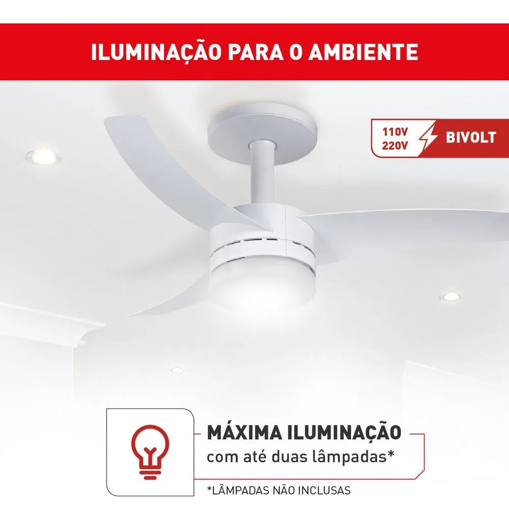 Ventilador Teto Arno Branco 3 Pás Contro. Remoto Vx13