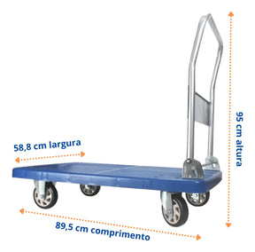 Carrinho De Carga Plataforma Dobrável Capacidade 300kg Aço