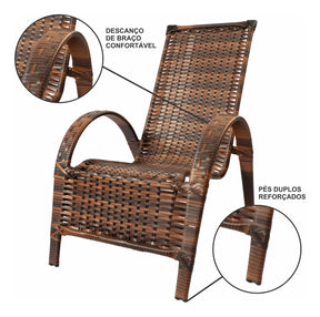 Cadeira Poltrona Varanda Fibra Sintética- Kit C/ 4 + Mesinha