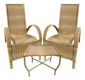 Cadeiras C/ Mesinha De Centro Junco Sintético Varanda