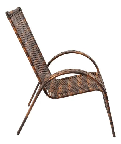 Cadeira Poltrona Jardim Varanda Junco Sintético - Kit 6 Un.