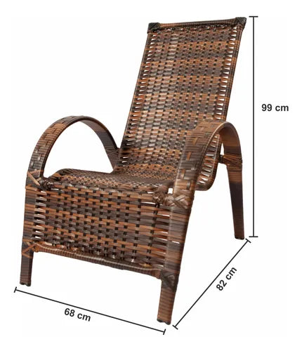 Cadeira Poltrona Jardim Varanda Junco Sintético - Kit 6 Un.