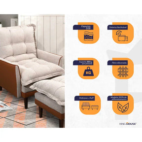 Poltrona Reclinável com Puff Catena - King House Bege