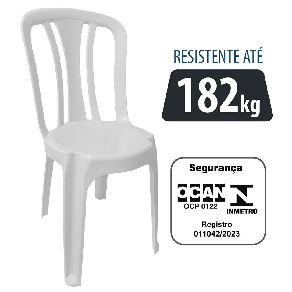 Conjunto/Jogo de Mesa com 4 Cadeiras Plásticas Bistrô Suporta 182kg Oferta