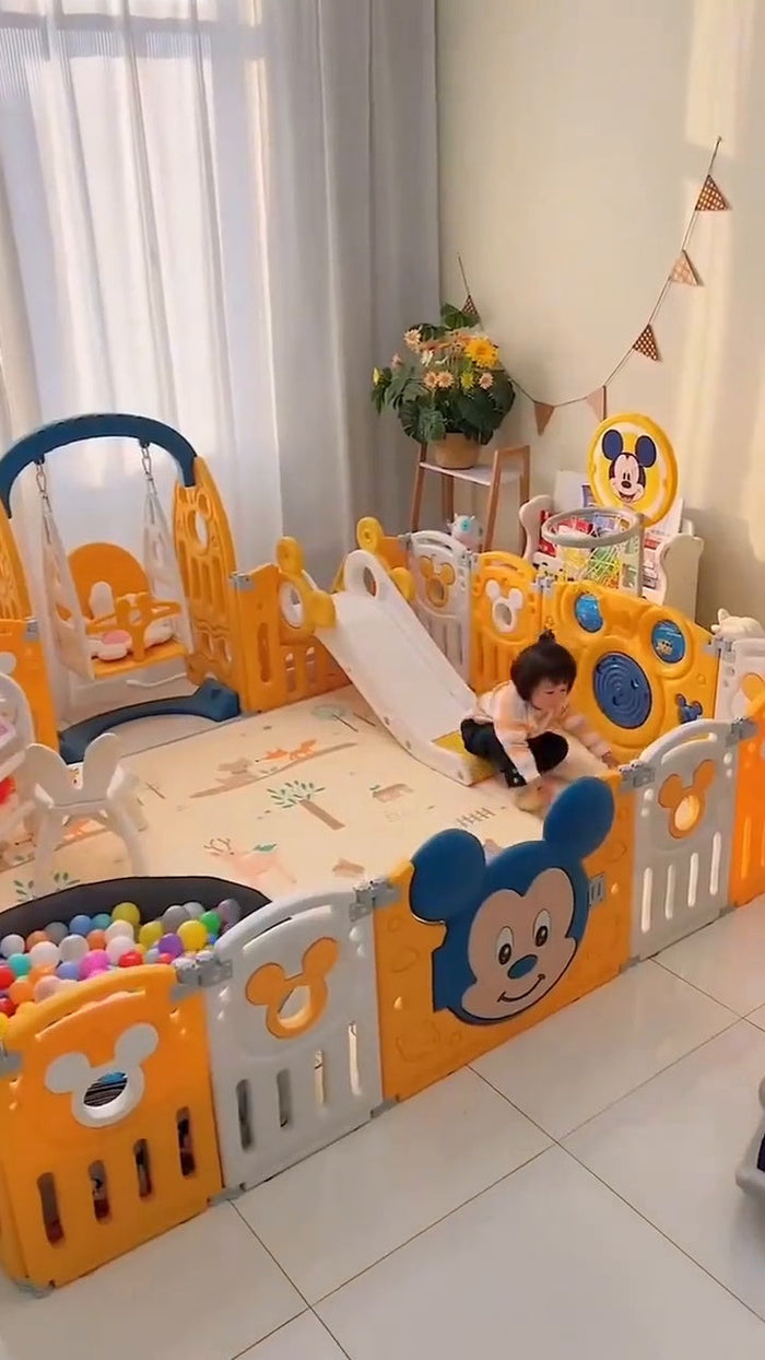 Parque Infantil Disney 7 em 1 Balanço Cesta Basquete Escorregador (GANHE 1 TAPETE DE BRINDE)