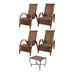 Cadeira Poltrona Varanda Fibra Sintética- Kit C/ 4 + Mesinha