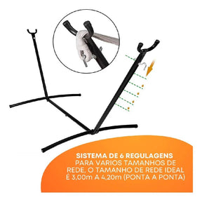 Suporte De Rede Descanso 2,70m Até 250kg Reforçado Com Ganchos (+BRINDE)