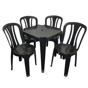 Conjunto/Jogo de Mesa com 4 Cadeiras Plásticas Bistrô Suporta 182kg Oferta