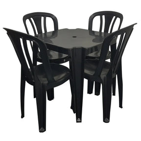 Conjunto/Jogo de Mesa com 4 Cadeiras Plásticas Bistrô Suporta 182kg