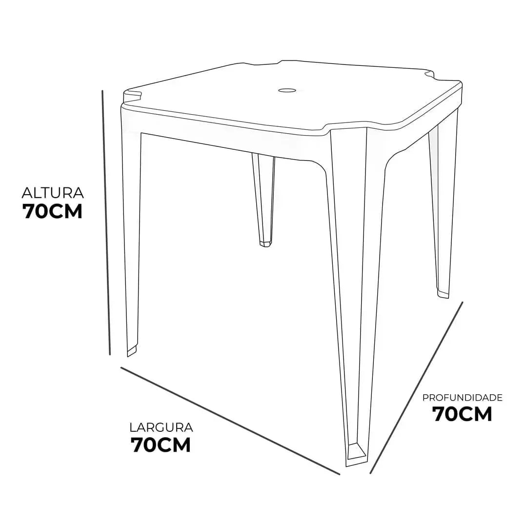 Conjunto/Jogo de Mesa com 4 Cadeiras Plásticas Bistrô Suporta 182kg